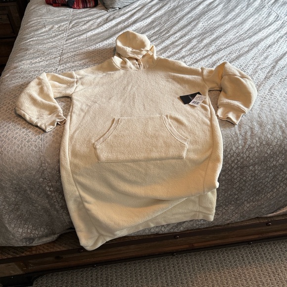 Cuddl Duds Tops - Cuddl Duds Cream Hoodie Sweatshirt Dress